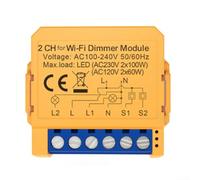 Zilimontt Interruttore dimmerabile, modulo interruttore dimmer intelligente WiFi a LED, 1/2 vie, interruttore dimmer intelligente, modulo relè wireless compatibile con Tuya (2 gang)