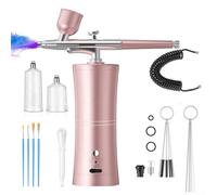 Zilimontt Kit aerografo portatile che offre un controllo di precisione sul flusso di vernice e prevenzione dell'intasamento (rosa + tubo)