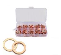 Zilimontt Kit assortito di guarnizioni in rame con set di guarnizioni ad anello piatto in diverse dimensioni per viti, dadi, bulloni, rondelle in rame rosso resistenti alle alte temperature per (50