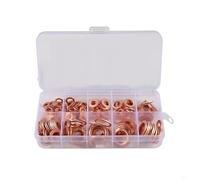 Zilimontt Kit assortito di rondelle piatte in rame, 100 pezzi, guarnizioni ad anello piatto in rame viola con dimensioni assortite da 9 mm a 18 mm, alta resistenza al calore, resistente, forte