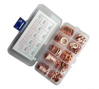 Zilimontt Kit assortito di rondelle piatte in rame, set di guarnizioni ad anello in rame viola, ad alta resistenza al calore, resistente all'usura, per viti, dadi, bulloni cuscinetti (200 pezzi)