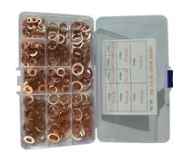 Zilimontt Kit assortito di rondelle piatte in rame, set di guarnizioni ad anello in rame viola, resistente al calore, resistente all'usura, per viti, dadi, bulloni e cuscinetti (400 pezzi)