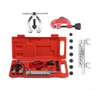 Zilimontt Kit di utensili per svasatura doppia con 7 matrici per tubi del freno automobilistico da 3/16"-5/8" e tagliatubi resistente per lavori di tubi in alluminio in ottone rame