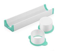 Zilimontt Kit per la preparazione di torte rotonde con acido polilattico con vassoio grande per cake pop, biscotti, fondenti, brownies, cilindro verde, 7 x 5 x 3,5 cm, base 22,8 x 5,5 x 3 cm, facile