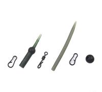 Zilimontt Kit per pesca alla carpa, 25 pezzi, con girelle a cambio rapido, manicotti, girelle, buffer, bottoni a pressione e perline, materiale ABS, verde/nero, 12 g