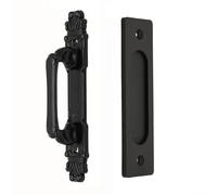 Zilimontt Maniglia scorrevole per porta scorrevole e maniglia per porta a filo, in acciaio al carbonio resistente con finitura nera opaca, 150 x 33 mm, per interni ed esterni in legno