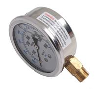 Zilimontt Manometro idraulico da 60 mm, bordo assiale, resistenza sismica, termometro con struttura in rame e acciaio inossidabile, connessione flangiata, compatibile con olio (0-600 kg)