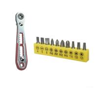 Zilimontt Mini chiave a cricchetto con contenitore magnetico e controllo bidirezionale a 36 denti, interfaccia esagonale da 4 pollici per punte e bussole, ideale per spazi ristretti (chiave + bit)