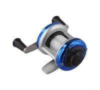 Zilimontt Mini mulinello da pesca sul ghiaccio - Bobina compatta a doppio manico con rapporto di trasmissione 3,2:1, corpo interamente in metallo, pre-bobina con 50 m, cuscinetti a sfera lisci per