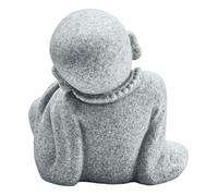 Zilimontt Piccolo monaco di Buddha saggio statuetta per decorazione da giardino e prato, in resina arenaria, non vedere, non sentire, non parlare il male, ornamento (F)