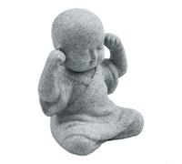 Zilimontt Piccolo monaco di Buddha saggio statuetta per decorazione da giardino e prato, in resina arenaria, non vedere, non sentire, non parlare il male, ornamento (D)