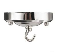 Zilimontt Plafoniera vintage con gancio a rosetta, supporto da soffitto in ferro per lampada a sospensione, lampadario o lanterna, stampa in metallo con finitura a forno, carico massimo 10 kg, bianco