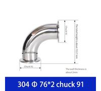 Zilimontt Raccordo a gomito sanitario a 90 gradi, in acciaio inox, con ghiera a tre morsetti, per industrie alimentari, bevande, biotecnologie, dimensioni da 2,5 cm a 10,2 cm, compatibile con 1 (76 mm