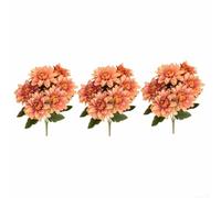 Zilimontt Realistici 3 mazzi di dalie artificiali con 7 teste ciascuno, per decorazioni per la casa e composizioni di matrimoni in diversi colori tra cui rosso, arancione, viola, bianco (arancione)