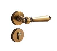 Zilimontt Serratura per porta interna vintage con maniglia in metallo solido diviso magnetico silenzioso design in legno una finitura bronzo per porte della camera da letto resistenti alla ruggine