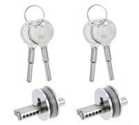 Zilimontt Serratura scorrevole in lega di zinco con chiavi per vetrina, vetrina, armadietto gioielli e vetrine, finitura cromata, adatta a vetri di spessore da 3 mm a 6 mm (2 pezzi)