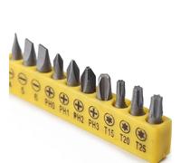 Zilimontt Set di 10 punte per cacciavite con gambo esagonale per viti Torx, a testa piatta e a croce, inserti magnetici per cacciaviti elettrici e trapani elettrici, durevoli (giallo)