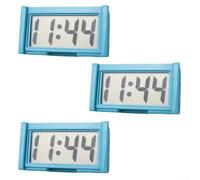 Zilimontt Set di 3 orologi digitali per cruscotto auto, display LCD, contatore elettronico, con staffa automatica, mini orologio portatile, nero, bianco, blu (blu)
