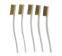 Zilimontt Set di 5 spazzole in filo di ottone con manici in plastica bianca per pulizia industriale, lucidatura e rimozione della ruggine su superfici metalliche nel settore automobilistico, navale,