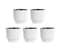 Zilimontt Set di 5 vasi da fiori automatici con sistema di corda di cotone, design a doppio strato per 7-15 giorni di conservazione dell'acqua, fioriere in plastica e resina macaron (100 mm)