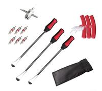 Zilimontt Set di leve per pneumatici per moto, lunghezza 375 mm, con custodia, kit di strumenti per la rimozione dei pneumatici con chiave per valvola e striscia di protezione in acciaio per