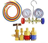 Zilimontt Set di manometri AC per R410A R32 R404A, manometri con valvola a doppio metro con indicatore codificato a colori, set di manometri per auto per ricarica ed evacuazione auto (A)