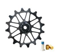 Zilimontt Set di pulegge con cuscinetto in ceramica per deragliatore posteriore, per biciclette a 7-12 velocità, profilo a denti stretti e larghi 16T/18T, design cavo per fango/sabbia, nero 16T