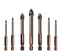 Zilimontt Set di punte da trapano professionali da 7 pezzi per piastrelle, vetro, porcellana, cemento, con gambo esagonale in lega dura, 3-12 mm, strumenti di perforazione multi-materiale per pareti e