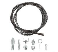 Zilimontt Spirale di pulizia per tubi in acciaio per 3 m x 12 mm, per macchina elettrica per la pulizia degli scarichi, albero flessibile con 6 teste di taglio intercambiabili, tra cui taglierina a C
