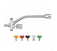 Zilimontt Spruzzatore in schiuma a doppio connettore con valvola a due vie per idropulitrici, flacone spray portatile da 1000 ml in acciaio inossidabile e ottone per (asta e ugello)