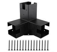 Zilimontt Staffa angolare ad angolo retto a 3 vie, connettore per travi in legno, kit di montaggio resistente, supporto per pergola in acciaio nero e alluminio, per esterni, giardino, terrazza (3T)