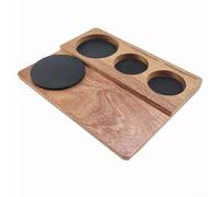 Zilimontt Tappetino per caffè con vassoio in legno con cuscinetti in silicone antiscivolo per una maggiore stabilità e organizzazione degli utensili da caffè