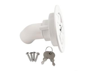 Zilimontt Tappo di ingresso per acqua dolce per auto, con chiavi, per camper, roulotte, roulotte, camper, serbatoio di riempimento, in plastica bianca, 80 mm, dimensione del foro: 38 mm, diametro