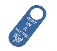 Zilimontt Targhette da porta su entrambi i lati in pelle PU con scritta "Do Not Disturb,Out of Office and Welcome Knock Signs for Hotel, For Bar and Office - 22,5 x 8,5 cm (Blue Quiet in a meeting)