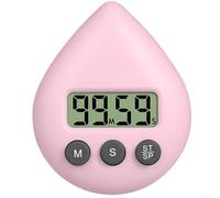 Zilimontt Timer digitale a prova di schizzi a tre colori con conto alla rovescia programmabile e allarme, progettato per il risparmio energetico e l'uso in casa (rosa chiaro)