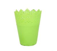 Zilimontt Vaso da fiori traforato in plastica, con motivo a corona, con 14 cm di altezza e 11 cm di diametro superiore, per casa, giardino, cura delle piante (verde)