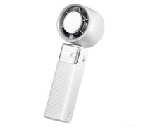 Zilimontt Ventilatore portatile USB a turbina con display digitale, funzione di compressione del ghiaccio, design compatto e portatile, batteria da 36 dB per auto, scrivanie, uffici e esterni (bianco)