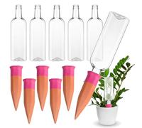Ziliny Set di 6 dispositivi di irrigazione per piante, 6 punte autoirriganti, 6 bottiglie di plastica da 708,7 g, abbeveratoio automatico a lento rilascio, vuote, in terracotta, per piante da vacanza