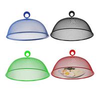 Zillary 4 Pezzi Copertura in Rete per Alimenti, Coperture per Alimenti in Rete Metallica, Coperchio per Alimenti a Mosca, Riutilizzabile, per Barbecue Picnic (Blu, Rosso, Verde, Nero, 28cm)