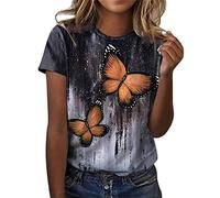 Zilosconcy Maglietta Scollo a V T Shirt Donna Manica Corta Camicia Estive Elegante Casual Estiva B ase Tee Blusa Magliette Donna, Arancia, XL
