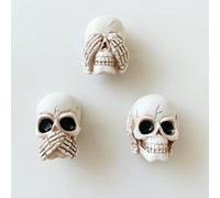 ZILucky 3 pomelli a foro singolo per cassetti, armadi, librerie, comò, armadi, mobili, decorazioni per la casa di Halloween (bianco retrò, 3 pezzi, teschi)