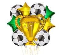 ZILZUFA 9 Pezzi Palloncini Calcio Set con Trofeo, Decorazioni Compleanno Calcio per Bambini e Tifosi, Kit Palloncini Foil per Festa a Tema Calcio, Decorazioni Sportive e