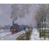 ZIMARO Stampe D'arte Della Parete Quadro su Tela Pittura classica Il treno nella neve o la locomotiva di Claude Monet per l'arredamento dell'ufficio 60x90cm