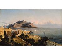 ZIMARO Stampe D'arte Della Parete Quadro su Tela Pittura classica Monte Pellegrino a Palermo Italia di George Loring Brown per l'arredamento dell'ufficio 60x90cm