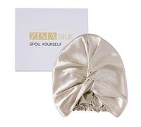 ZIMASILK, Cuffia per Dormire in 100% Seta di gelso 22 Momme, per la Cura dei Capelli delle Donne, in Seta Naturale, con Elastico per fissarla alla Testa, plissettatura Classica Shower Cap (Beige)