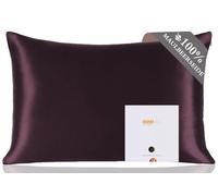 ZIMASILK, Federa in 100% seta di gelso, con entrambi i lati in seta 19 Momme, delicata sui capelli e sulla pelle, 1 pezzo (40 x 80 cm, viola melanzana)