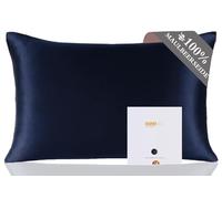 ZIMASILK - Federa in 100% seta di gelso, delicata sui capelli e sulla pelle, entrambi i lati in seta da 19 Momme, 1 pezzo (40 x 60 cm, blu navy)