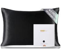 ZIMASILK Federa in 100% seta di gelso per capelli e pelle, entrambi i lati sono realizzati in seta da 19 momme, 1 pezzo, Nero, Standard 50x75cm