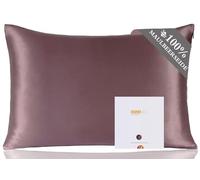 ZIMASILK - Federa per cuscino, 100% seta, delicata sui capelli e sulla pelle, double-face, 19 momme, in pura seta di gelso, con cerniera, 1 pezzo (40 x 80 cm, grigio-viola)
