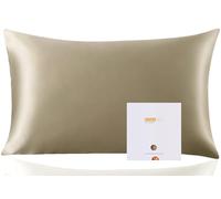 ZIMASILK - Federa per cuscino, 100% seta, delicata sui capelli e sulla pelle, double-face, 19 momme, in pura seta di gelso, con cerniera, 1 pezzo (40 x 60 cm, tortora)